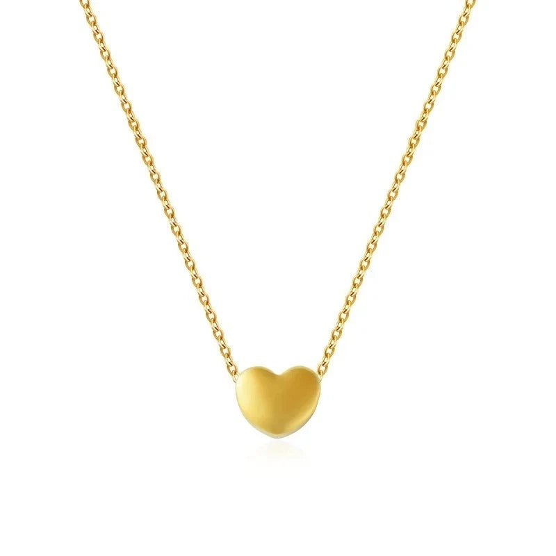 18ct Solid Gold Necklace + 24ct Solid Gold Heart Pendant Cute And Elegant
