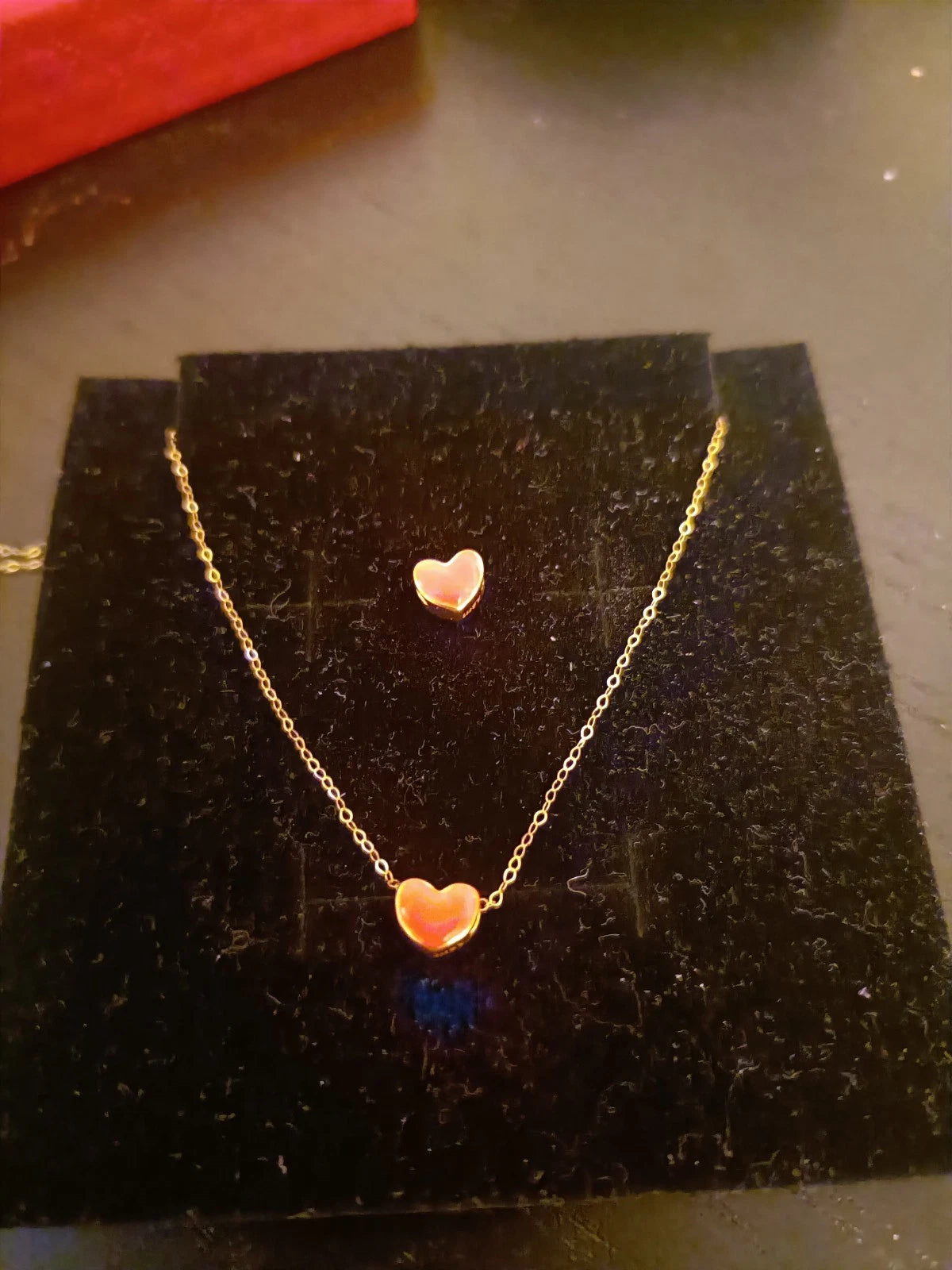 18ct Solid Gold Necklace + 24ct Solid Gold Heart Pendant Cute And Elegant