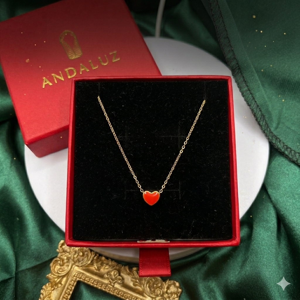 18ct Solid Gold Necklace + 24ct Solid Gold Heart Pendant