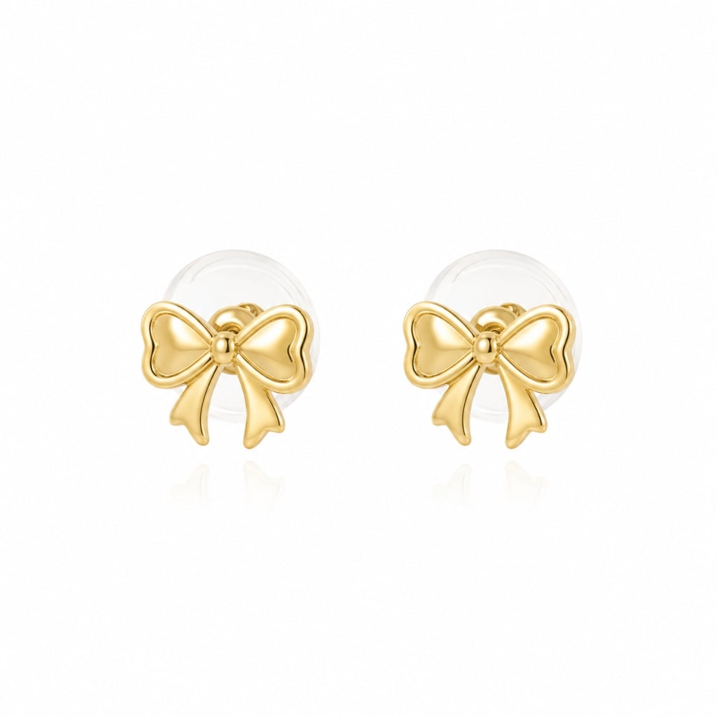 18ct Solid Gold Bow Stud Earrings