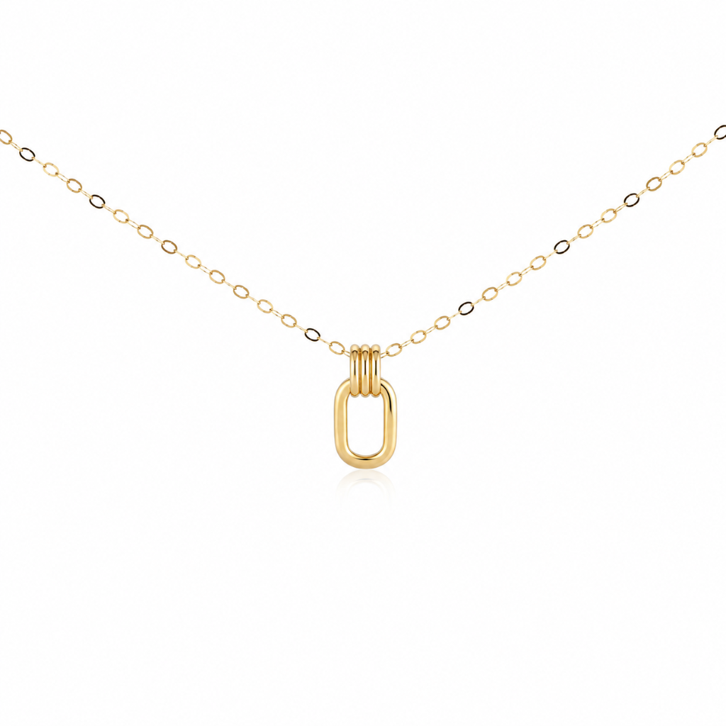 18ct Solid Gold Necklace + 24ct Solid Gold Interlock Pendant